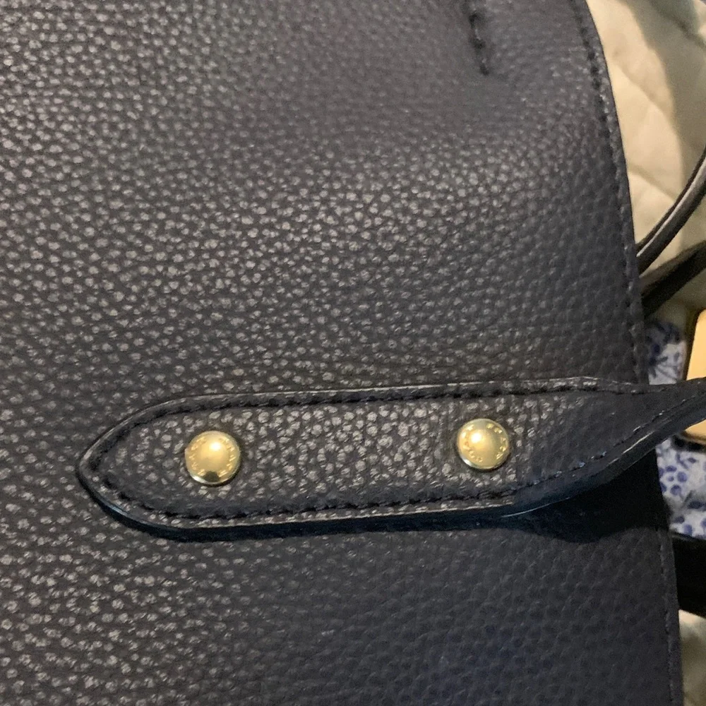 Coach Black Pebbled Leather Tote with Gold Logo - Picture 7 of 9